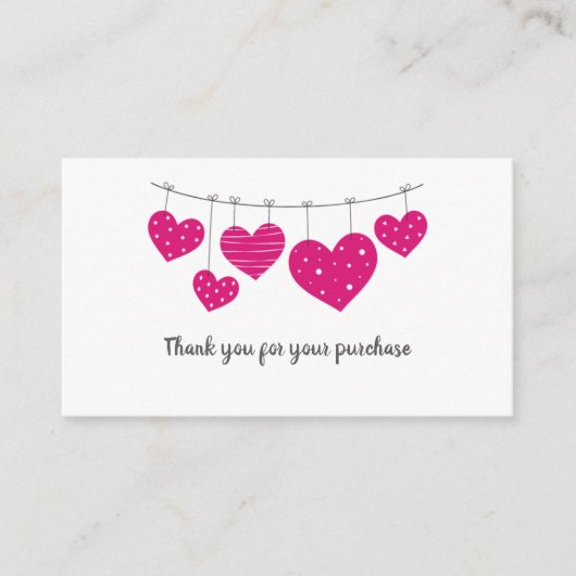 ピンクハートガーランドサンキューカード エンクロージャーカード (正面)
