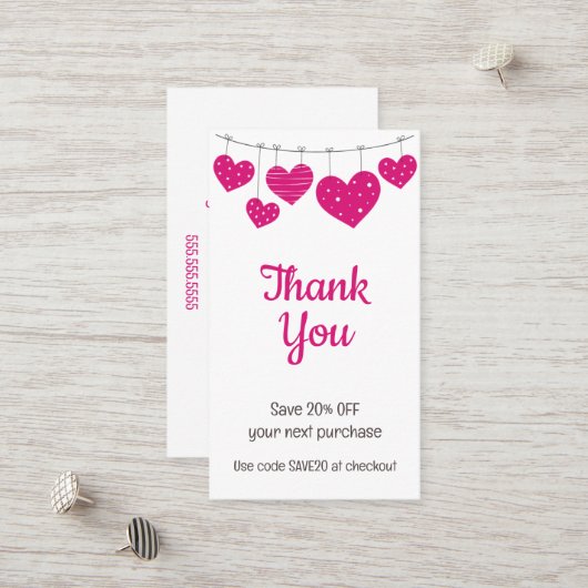 ピンクハートガーランド割引カード 割引カード (正面/裏面インサイチュ)