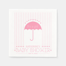 ピンクハートガールベビーシャワーパーティーペーパーナプキン スタンダードカクテルナプキン