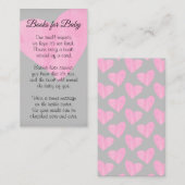 ピンクハートガールベビーシャワー エンクロージャーカード (正面/裏面)