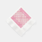 ピンクハートキルトコーニングカクテル紙ナプキン 縁ありカクテルナプキン (角)