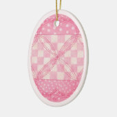 ピンクハートキルトセラミックオーバルオーナメント/ピンク セラミックオーナメント (左)