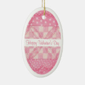 ピンクハートキルトバレンタインセラミックオーバルオーナメント セラミックオーナメント (右)