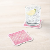 ピンクハートキルトブラケット紙コースター/ピンク ペーパーコースター (インサイチュ)