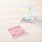 ピンクハートキルトブラケット紙コースター ペーパーコースター (インサイチュ)