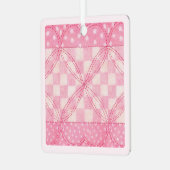 ピンクハートキルトメタルスクエアオーナメント/ピンク メタルオーナメント (正面左)
