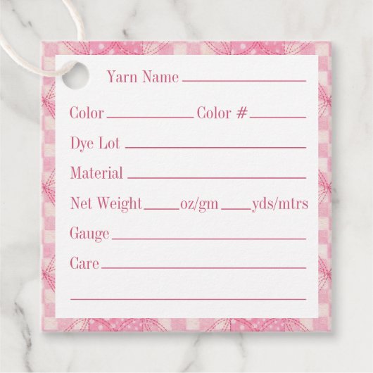 ピンクハートキルト2"スクエアヤーンラベル フェイバータグ (正面)