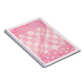 ピンクハートキルト6.5x8.75スパイラルノートブック/ピンク ノートブック (右側)