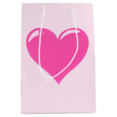 ピンクハートギフトバッグ - カスタマイズ可能 ミディアムペーパーバッグ (正面)