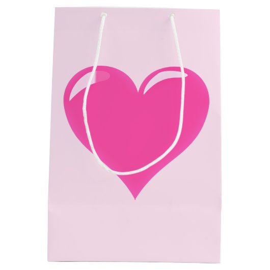 ピンクハートギフトバッグ - カスタマイズ可能 ミディアムペーパーバッグ (裏面)