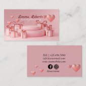 ピンクハートギフトボックス名刺 名刺 (正面/裏面)