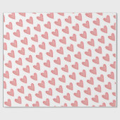 ピンクハートギフトラッピング紙オン白 ラッピングペーパー (フラット)