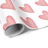 ピンクハートギフトラッピング紙オン白 ラッピングペーパー (ロールコーナー)