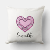 ピンクハートクッション、名前をカスタムするクッション、ソファ クッション (正面)