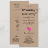ピンクハートクラフト結婚式 プログラム (正面/裏面)