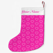 ピンクハートクリスマスストッキングと名前をカスタムする スモールクリスマスストッキング (裏面)