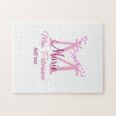 ピンクハートグリッターモノグラム先生ミセスモダンギ ジグソーパズル (横)