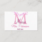 ピンクハートグリッターモノグラム先生ミセスモダンギ 名刺 (裏面)