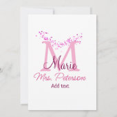 ピンクハートグリッターモノグラム先生ミセスモダンギ 招待状 (裏面)