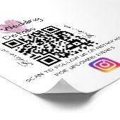 ピンクハートグリッター結婚のqrコードスキャンインストール ポスター (角)