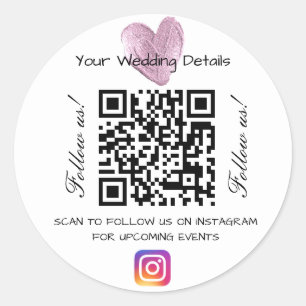 ピンクハートグリッター結婚のqrコードスキャンインストール ラウンドシール