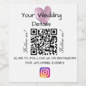 ピンクハートグリッター結婚のqrコードスキャンインストール ワインラベル (シングルラベル)