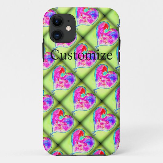 ピンクハートグリーンダイヤモンド Case-Mate iPhoneケース (裏面)
