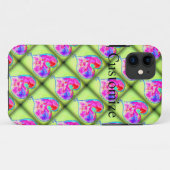 ピンクハートグリーンダイヤモンド Case-Mate iPhoneケース (裏面(横))