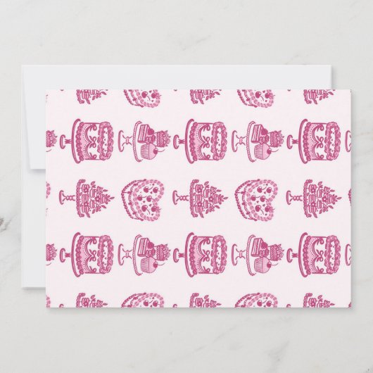 ピンクハートコケットさくらんぼケーキタイムカプセル 招待状 (裏面)