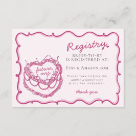 ピンクハートコケットさくらんぼケーキレジストリ挿入 エンクロージャーカード