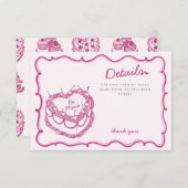 ピンクハートコケットさくらんぼケーキ詳細インサート エンクロージャーカード (正面/裏面)