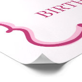 ピンクハートコケットさくらんぼケーキ誕生日歓迎 ポスター (角)