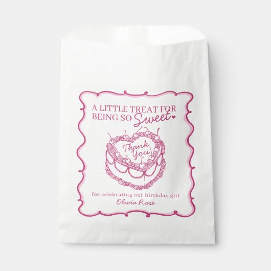 ピンクハートコケットさくらんぼケーキ誕生日 フェイバーバッグ (正面)