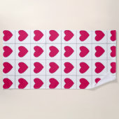 ピンクハートサマーバレンタインデー ビーチタオル (正面)