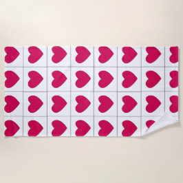 ピンクハートサマーバレンタインデー ビーチタオル