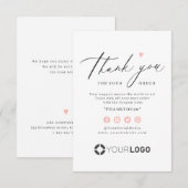 ピンクハートシンプルスクリプトビジネスロゴ サンキューカード (正面/裏面)