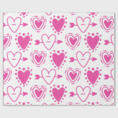 ピンクハートシームレスパターン誕生日ギフト ラッピングペーパー (フラット)