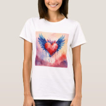 ピンクハートシールデザインハートTシャツ|