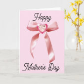 ピンクハートジェム&コケットボーマザーズデイ カード (黄色い花)