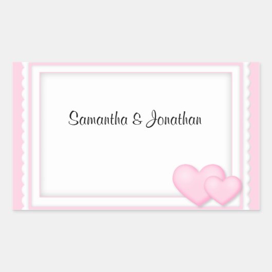 ピンクハートスタンプ 長方形シール (正面)