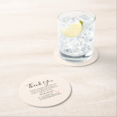 ピンクハートスモールビジネスサンキュー ラウンドペーパーコースター (インサイチュ)