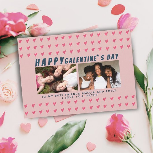 ピンクハートズGalentine's Day Friends 2 Photo シーズンカード