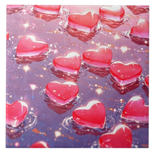 ピンクハートセラミックタイル タイル (正面)