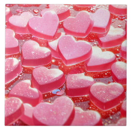 ピンクハートセラミックタイル タイル