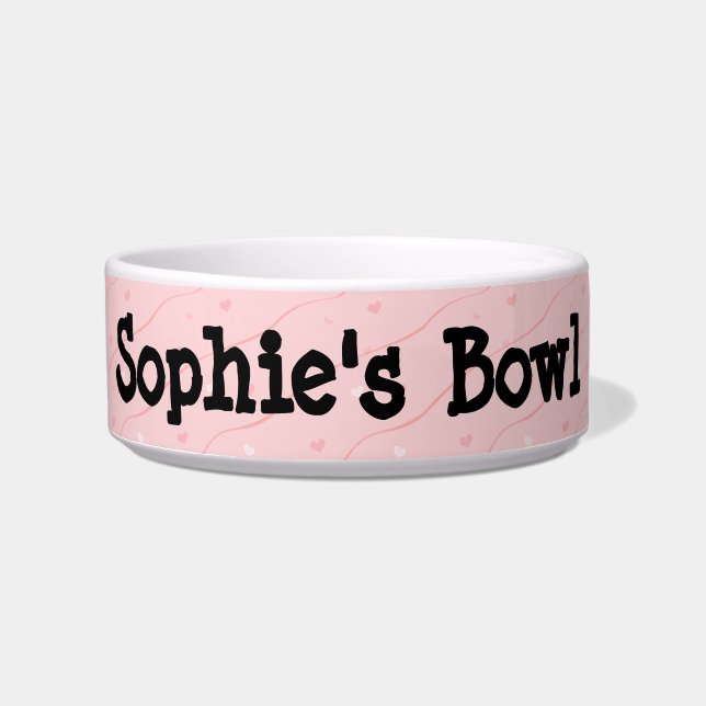 ピンクハートセラミックペットボウル ボウル (正面)