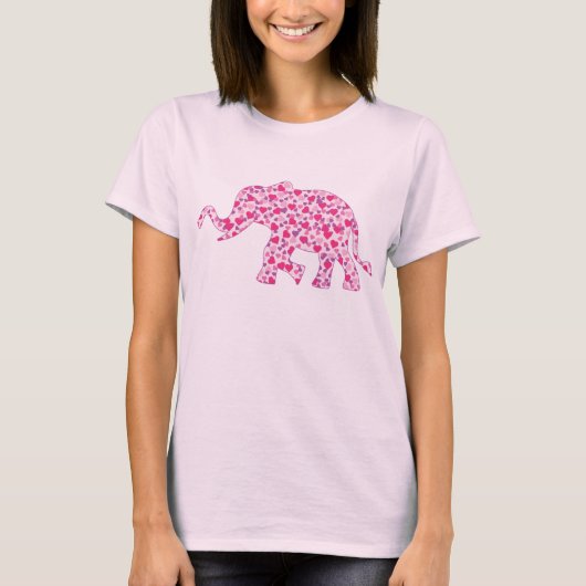 ピンクハートゾウ Tシャツ (正面)