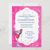 ピンクハートダイキリ誕生日カクテルパーティー 招待状 (正面)