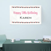 ピンクハートダイヤモンドスペードクラブカジノ誕生日 横断幕 (トレードショー)