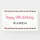 ピンクハートダイヤモンドスペードクラブカジノ誕生日 横断幕 (横)