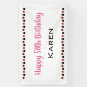 ピンクハートダイヤモンドスペードクラブカジノ誕生日 横断幕 (縦)